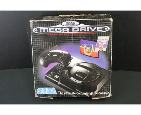 Retro Gaming - Boxed Sega Mega Drive Console with 1 x custom controller &amp; 1 x game cartridge (Grand Prix Challenge), poor
