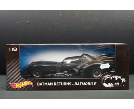 Boxed Hot Wheels 1/18 Batman Returns Batmobile diecast model, ex 