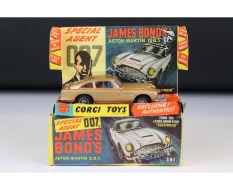 Boxed Corgi 261 James Bond 007 Aston Martin DB5 diecast model with ejector figure and secret instructions, diecast gd overall