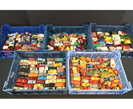 Over 230 mid 20th C onwards play worn diecast models, mostly Matchbox Lesney, also featuring Corgi, Husky, Efsi and Lledo, to