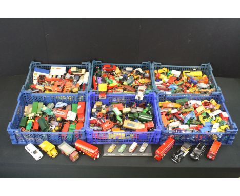 Over 225 play worn diecast models to include Matchbox, Dinky, Corgi and Maisto, featuring Matchbox Battle Kings K-110 Recover