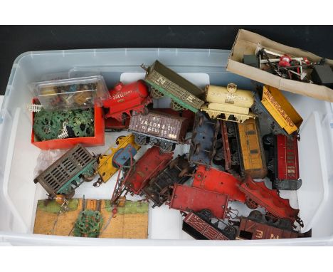 18 Hornby O gauge items of rolling stock to include Jacobs Biscuits van, Redline tanker, Shell tanker etc plus various diecas