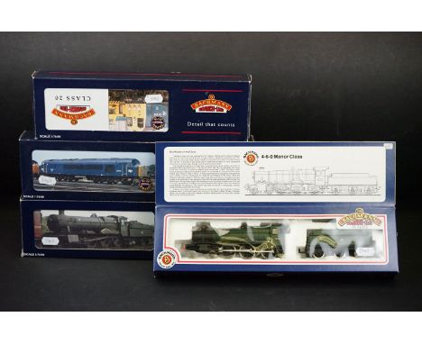 Four boxed Bachmann OO gauge locomotives to include 32650 Class 44 Diesel D1 Scafell Pike BR green, Ramsbury Manor 4-6-0, 320