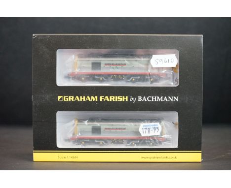 Cased / boxed N gauge Graham Farish by Bachmann 371-035 Class 20 Twin Pack Hunslet-Barclay 
