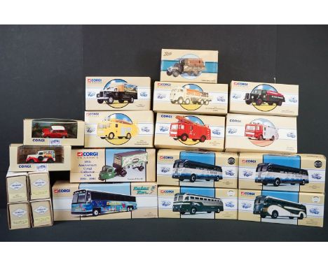 19 Boxed Corgi Classics diecast models to include 6 x Vehicles (99801 Morris J Van, 98201 Ford Popular Van, 981122 Porsche 35