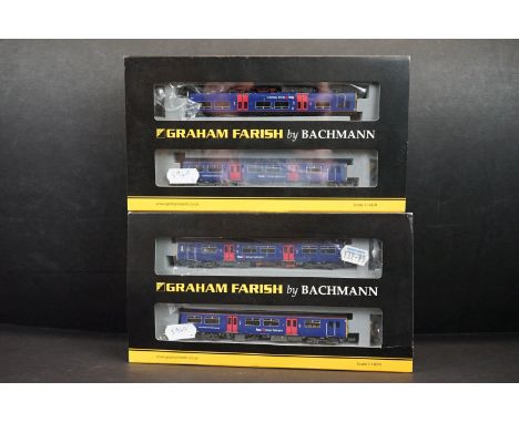 Two cased / boxed N gauge Graham Farish by Bachmann 371-330 Class 150/1 Two Car DMU 1501128 First Great Western sets 