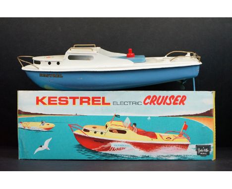 Boxed Sutcliffe metal Kestrel Electric Cruiser model in light blue &amp; white, complete with accessories, model ex, box gd/v