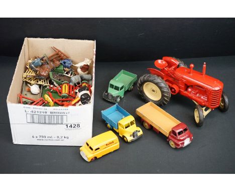 Collection of mid 20th C Dinky diecast models to include  farming and commercial examples plus a group of Britains metal farm