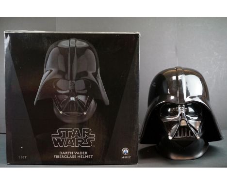 Star Wars - Anovos Darth Vader full scale replica fiberglass helmet in shop box, helmet has damage to mouthpiece