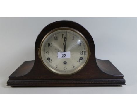 An Oak Westminster Chime Mantle Clock with Pendulum, 42cm Long