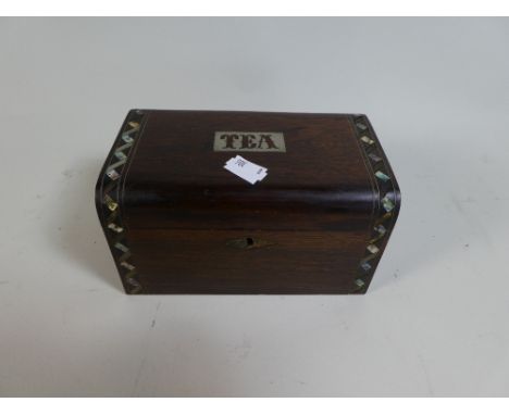 A Late 19th Century Mother of Pearl Inlaid Two Division Tea Caddy, 16.5cm Long