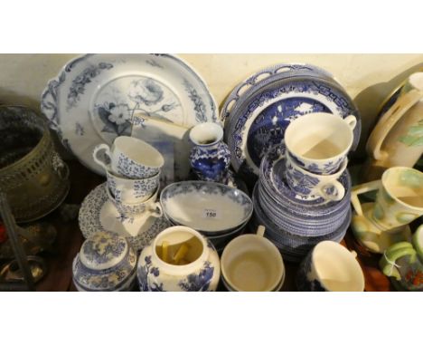 A Tray of Blue and White Ceramics to Include Willow Patterned Plates, Cups, Saucers, Ginger Jars etc