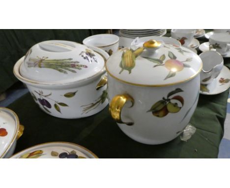 A Royal Worcester Evesham Oval Cooking Pot and a Two Handled Soup Tureen