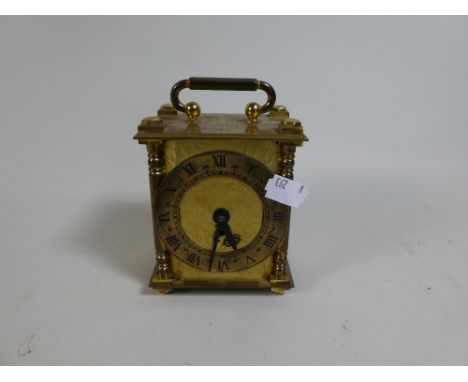 A Brass Carriage Clock by Smiths, with Key, 13cm High 