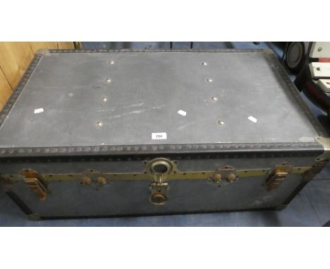A Metal Mounted Travelling Trunk, 90cm Wide