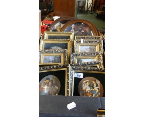 A Collection of Gilt Framed Ceramic Plaques