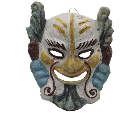 Ceramica policroma. Attribuita a Giuseppe Romano. Caltagirone. Secolo XX.  Cm 43x35Polychrome ceramic. Attributed to Giuseppe