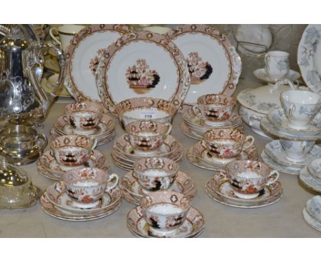 A Staffordshire Imari palette part tea service