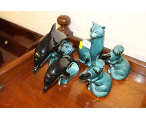 Five various Poole pottery animal ornaments