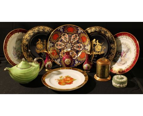 A Lynton Hamilton Imari dinner plate; Limoges; an Art Deco tea for two, hand painted; an Arthur Woods Aladdin's lamp teapot; 