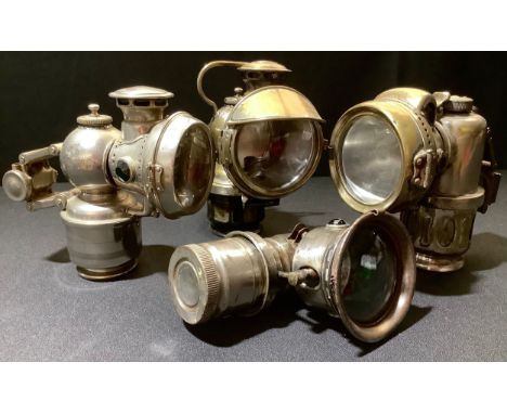 Lucas of Birmingham - Calcia King 318 bicycle lamp;  another, 264;  others, Miller Carbo cycle lamp;  Powell &amp; Hanmer New
