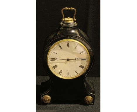 A 19th century ebonised mantel clock, white enamel face, roman numerals, FAP Brevette, bob pendulum. 