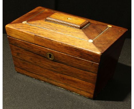 A 19th century mahogany sarcophagus tea caddy, c.1840 