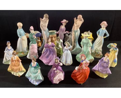 Doreen Bates - hand painted ceramic figures, including scantily clad maidens, classical figures and Toby jugs, etc (21) 
