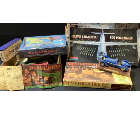 Meccano Outfit No 3;  Monogram B36 Peacemaker;   Match builder;  Burago  Bugatti Type 59;  etc 