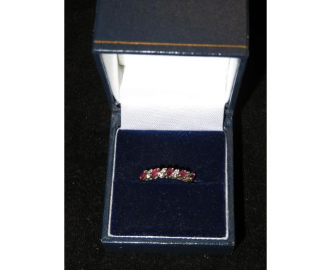 9ct Gold ring set with ruby &amp; diamonds