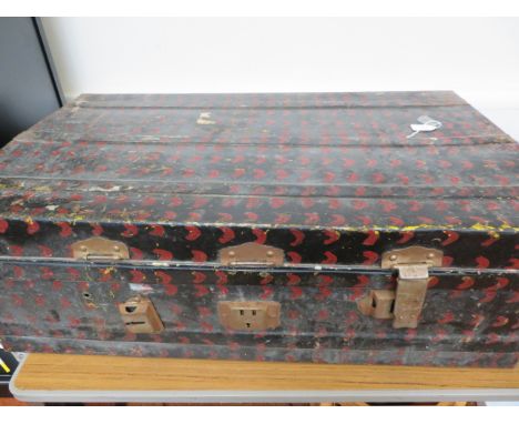 Large metal travel trunk 