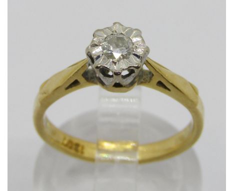 18ct illusion set diamond ring, 0.15ct approx, size L, 3.1g