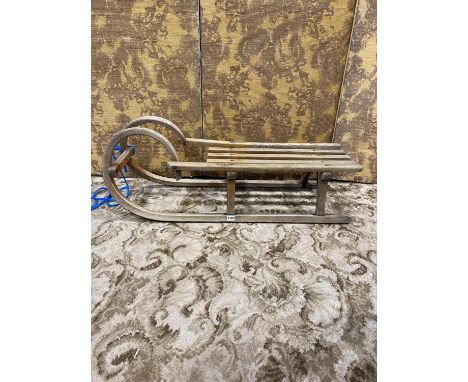 A vintage G. H. B. Sport ashwood framed toboggan 
