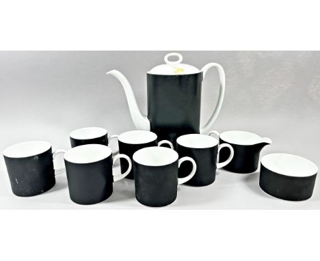 A Susie Cooper coffee service in a black and white colourway, together with Royal Doulton Royal Gold tableware