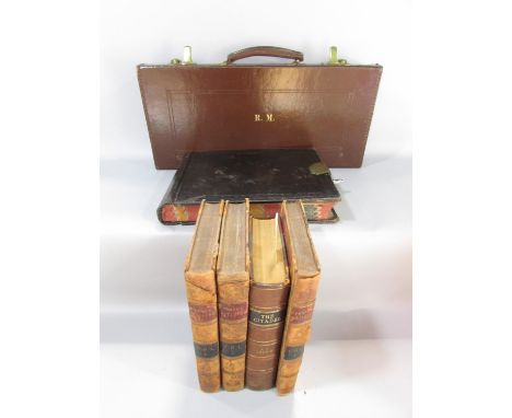 A vintage lockable leather Straker Cash Book with edge decorated pages, unused but starts on page 87, a leather bound book Th