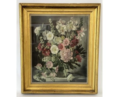 A 20th century colour print of a balanced floral spray still life, possibly after Gerald A. Cooper/Bennett Oates, 66 x 77 cm,