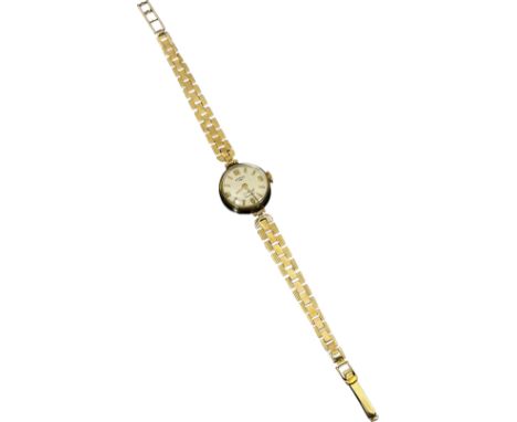 Rotary: A vintage lady’s 9ct yellow gold cased 17 jewel incabloc wristwatch on associated unmarked yellow metal strap, 16g (g