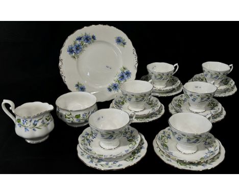 A Royal Albert bluebell pattern tea set for six, further Royal Albert Friendship pattern tea wares, further Colclough tea war