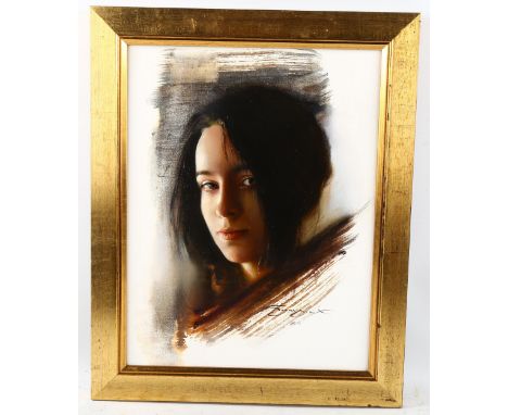 Christina Bodnaruk (Ukraine artist), oil on canvas, head portrait, signed and dated 2018 with certificate verso, 45cm x 35cm,