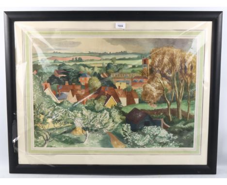 John Nash, colour print, farm landscape, image 45cm x 65cm, framed 