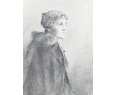 Mortimer Menpes (1860 - 1938), pencil/black chalk on paper, portrait of a lady, signed and dated 1899, 28.5cm x 21cm, framed,