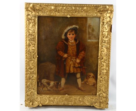 Early 20th century oil on canvas, portrait of a boy dressed as Henry VIII, unsigned, 46cm x 36cm, framed 