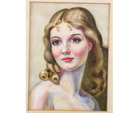Early 20th century watercolour portrait of a girl, indistinctly signed, 20cm x 15cm, framed 