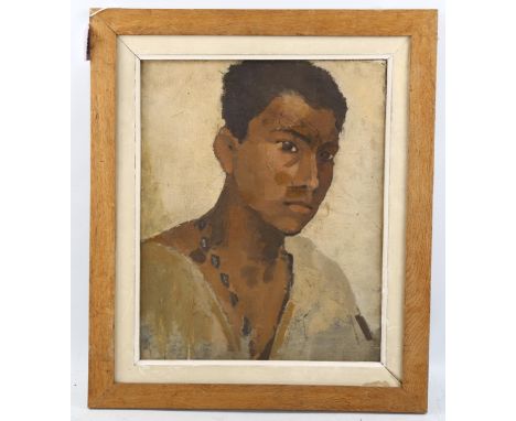 Mid-20th century oil on canvas laid on board, portrait of a man, unsigned, 40cm x 32cm, framed 