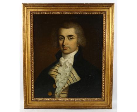 18th century oil on canvas, portrait of a gentleman, unsigned, 54cm x 44cm, framed 