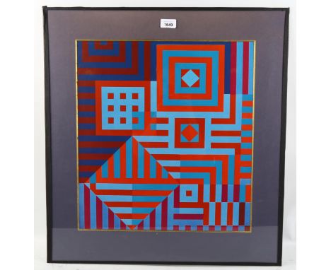 Victor Vasarely, lithograph abstract, 1972, unsigned, 47cm x 47cm, framed 
