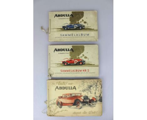 3 Zigarettenalben Abdulla Automobile um 1930. Sammelalbum 1 und 2 Automobile der bekanntesten Marken des In- und Auslandes un