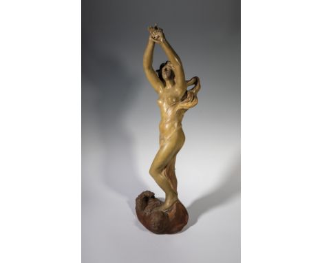 ''Invocation'' (Stehender Frauenakt mit Schleier) Charles Émile Jonchery (Entwurf), Friedrich Goldscheider, Wien, um 1905 Ter