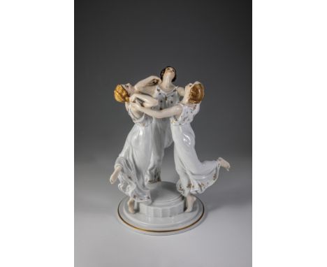 Festreigen Karl Himmelstoss (Entwurf), Rosenthal, 1913 Unterglasurbemalung mit Goldstaffage. Unterglasurgrüner Manufakturstem