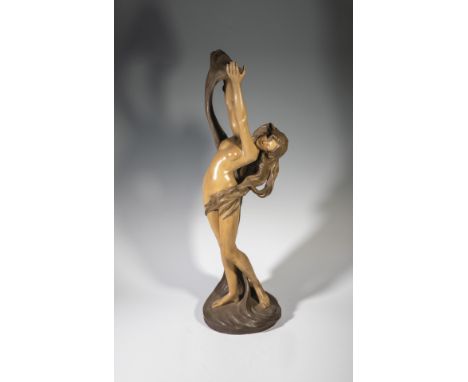 Mädchenakt mit Schleier J. Louger (Entwurf), Friedrich Goldscheider, Wien, um 1900 Terrakotta, farbig staffiert. Bez.: Louger
